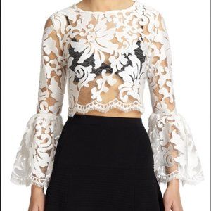 BNWT Alexis "Vito" sheer lace bell-sleeve crop top